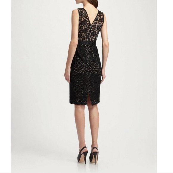 BCBGMAXAZRIA Alice Dress Cocktail Midi Black/Nude Lined Lace Sleeveless 4 - Picture 9 of 9